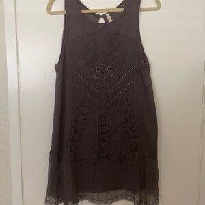 Free People Stone Grey Beaded Tunic Dress